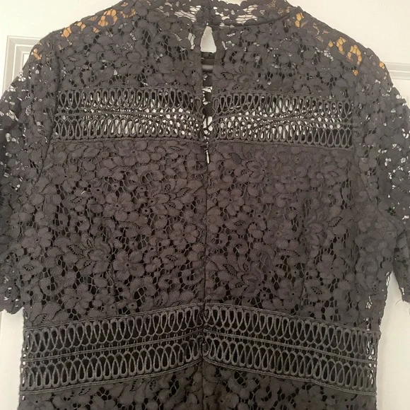 NWT Mango Gipure Black Lace Overlay Dress - Picture 8 of 9